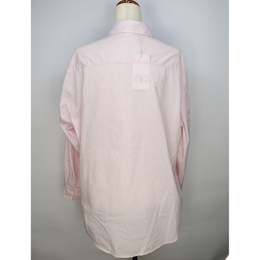 Zara Pink White Striped Oversized Button Up Shirt Long Sleeve Blouse Womens - Picture 3 of 4